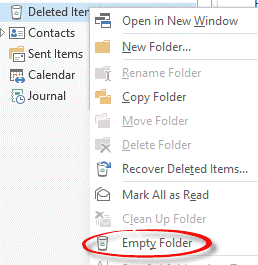 empty-deleted-email-folders-increase-pst